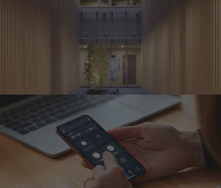 庭園/吹き抜け(2023年12月撮影) スマートロック操作イメージ