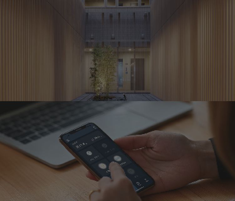庭園/吹き抜け（2023年12月撮影) スマートロック操作イメージ
